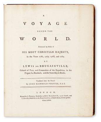 TRAVEL  BOUGAINVILLE, LOUIS-ANTOINE, Comte de. A Voyage Round the World . . . in the Years 1766, 1767, 1768, and 1769.  1772